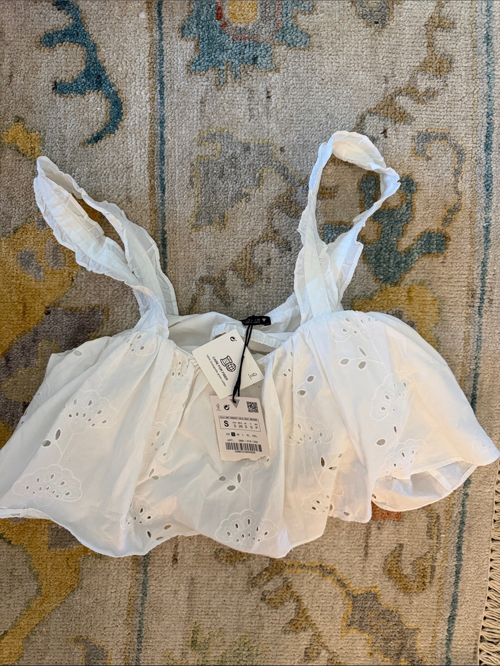 Zara White Eyelet Ruffle Camisole